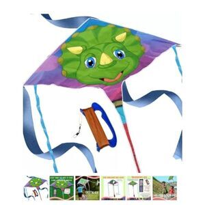 Triceratops Kite with Blue and Green Design
